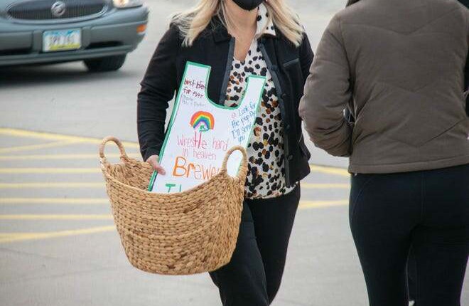 Cards were collected for the Brewer family during a drive-thru visitation on Saturday, Nov. 21 in Woodward.