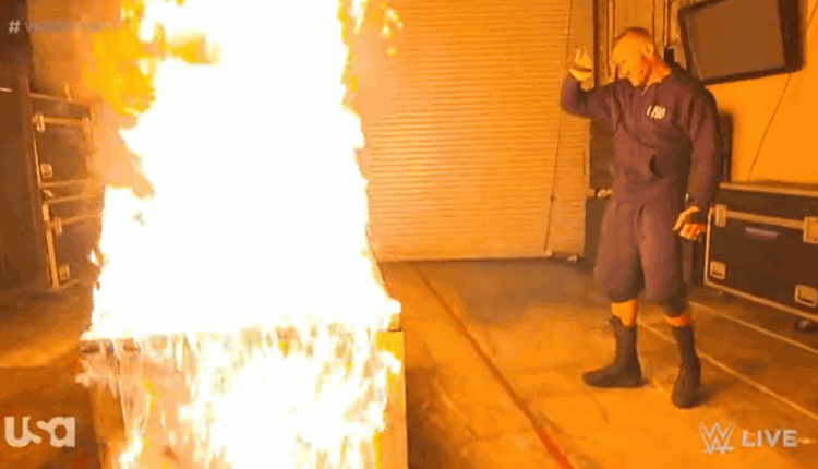 Bray Wyatt set on fire by Randy Orton on WWE Raw, The Fiend appears again