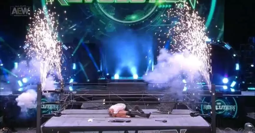 Jon Moxley addresses crowd at Revolution