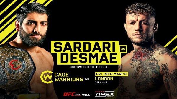 Watch Cage Warriors 121: Sardari vs. Desmae 3/19/2021 Full Show Online Free