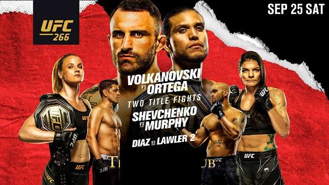 Watch UFC 266: Volkanovski vs. Ortega 9/25/2021 PPV Full Show Online Free
