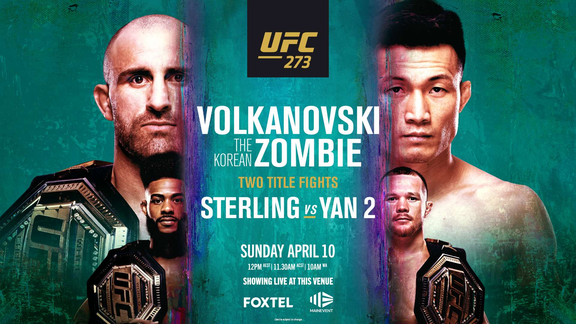 Watch UFC 273: Volkanovski vs. The Korean Zombie 4/9/2022 PPV Full Show Online Free
