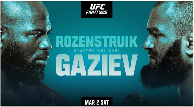Watch UFC Fight Night: Rozenstruik vs. Gaziev 3/2/24 Full Show Online Free